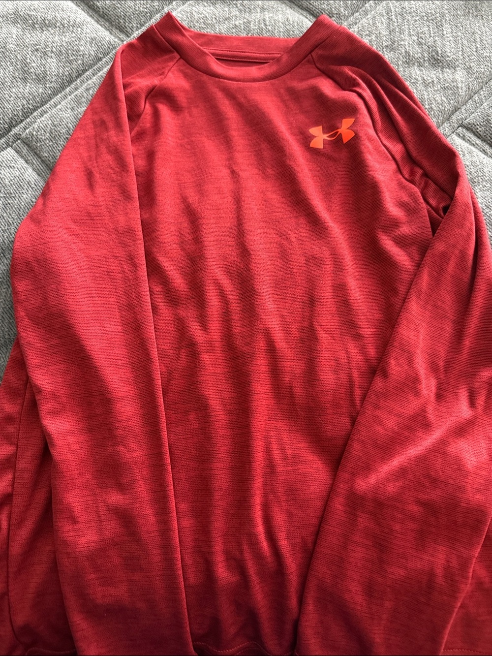 Under Armour Red Long-Sleeve Performance Crew with Logo